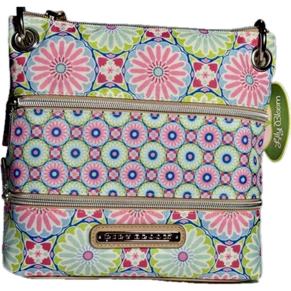 Lilly Bloom Denise Crossbody Bag Large Starburst Floral Recycled Fabric New